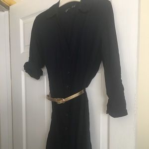 Button navy shirt dress